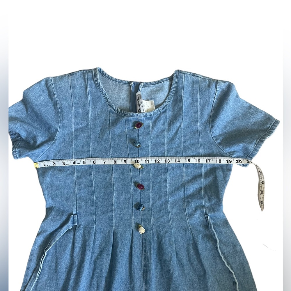 Vintage (80s) Alexandra Lee  Denim Romper With Rose Buttons 🌹 - Picture 15 of 17
